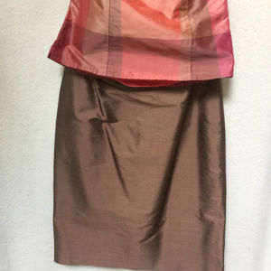 Elegant cocoa shantung silk skirt size 6